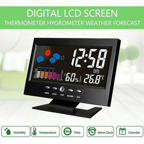 🔥Digitale LED Temperatuur Vochtigheidsmonitor Weersvoorspelling LED Tafelwekker🔥