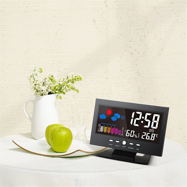 🔥Digitale LED Temperatuur Vochtigheidsmonitor Weersvoorspelling LED Tafelwekker🔥