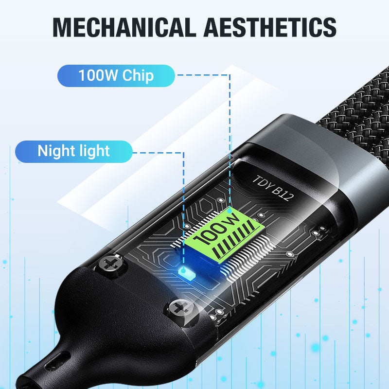 ChargingCable 1+1 GRATIS: 100W Universele 3-In-1 Snellaadkabel