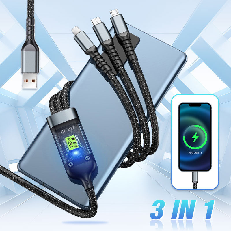 ChargingCable 1+1 GRATIS: 100W Universele 3-In-1 Snellaadkabel