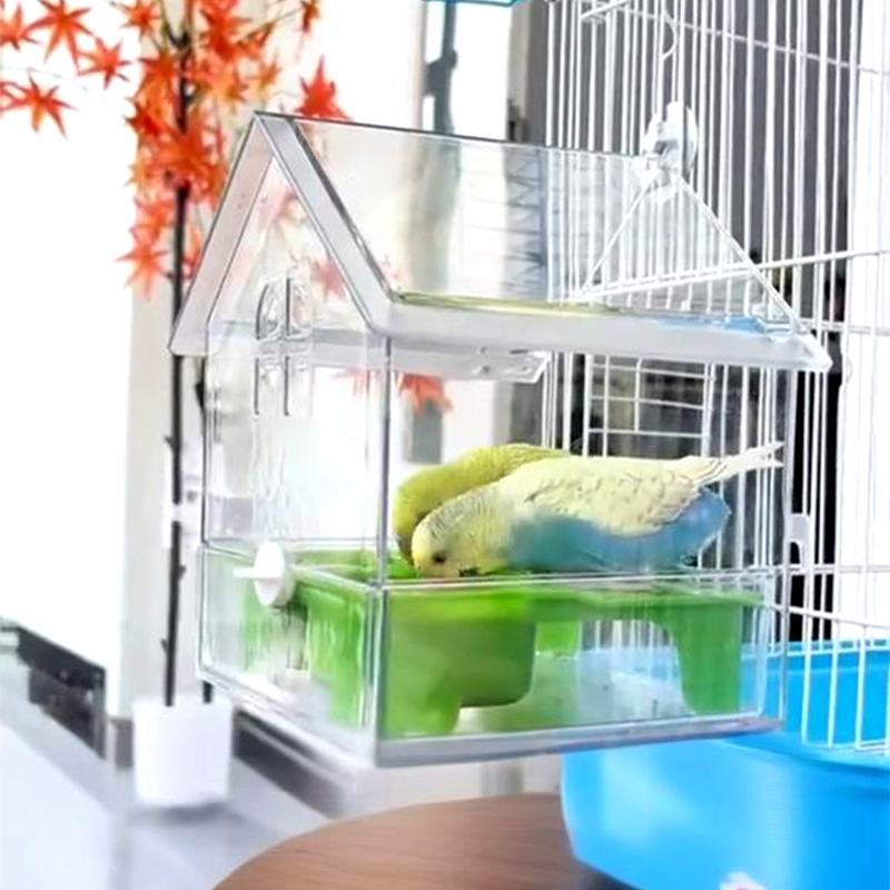 🔥Hangende transparante voederbak voor vogelkooi
