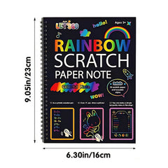 🌈Creatief regenboog kraskunstnotitieboek - Laat de kunstenaar in je los! Complete set met sjablonen en stylussen - Ideaal voor stressverlichting, creatief cadeau voor kinderen en volwassenen ✨