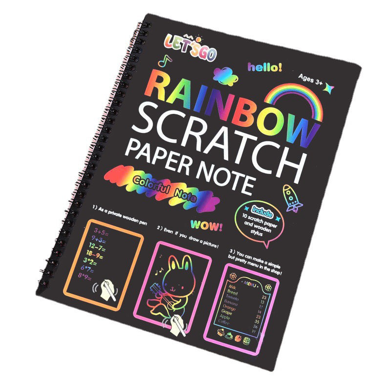 🌈Creatief regenboog kraskunstnotitieboek - Laat de kunstenaar in je los! Complete set met sjablonen en stylussen - Ideaal voor stressverlichting, creatief cadeau voor kinderen en volwassenen ✨