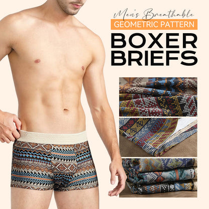 Ademende boxershorts voor heren met geometrisch patroon(Koop 1 en krijg er 2 gratis)