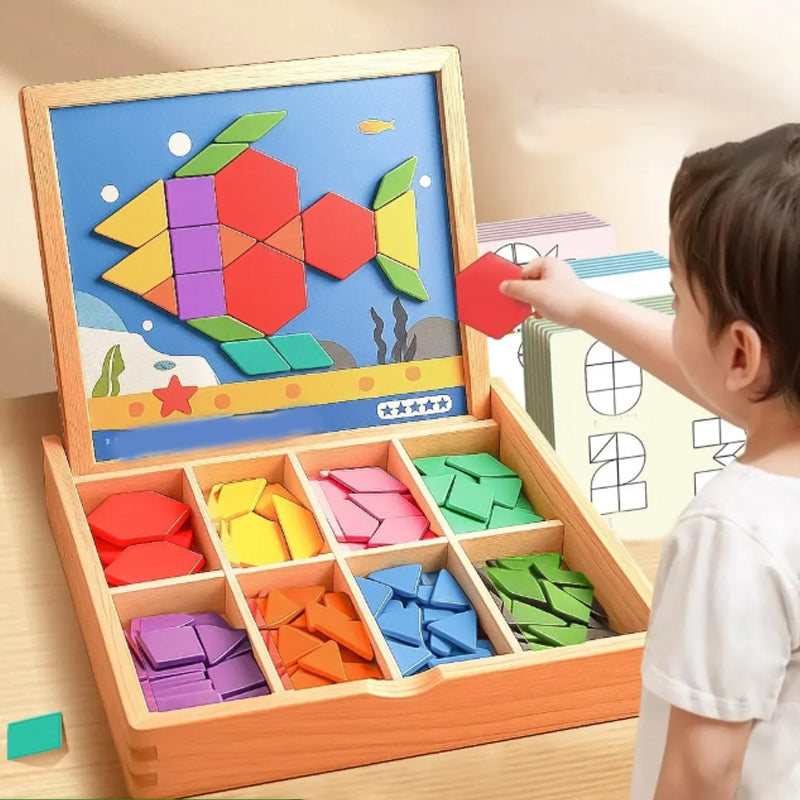 🎁Vroege kerstuitverkoop 49% KORTING🔥Houten magnetische patroonblokkenpuzzel set🧩