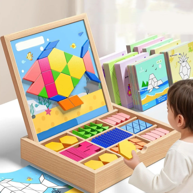🎁Vroege kerstuitverkoop 49% KORTING🔥Houten magnetische patroonblokkenpuzzel set🧩