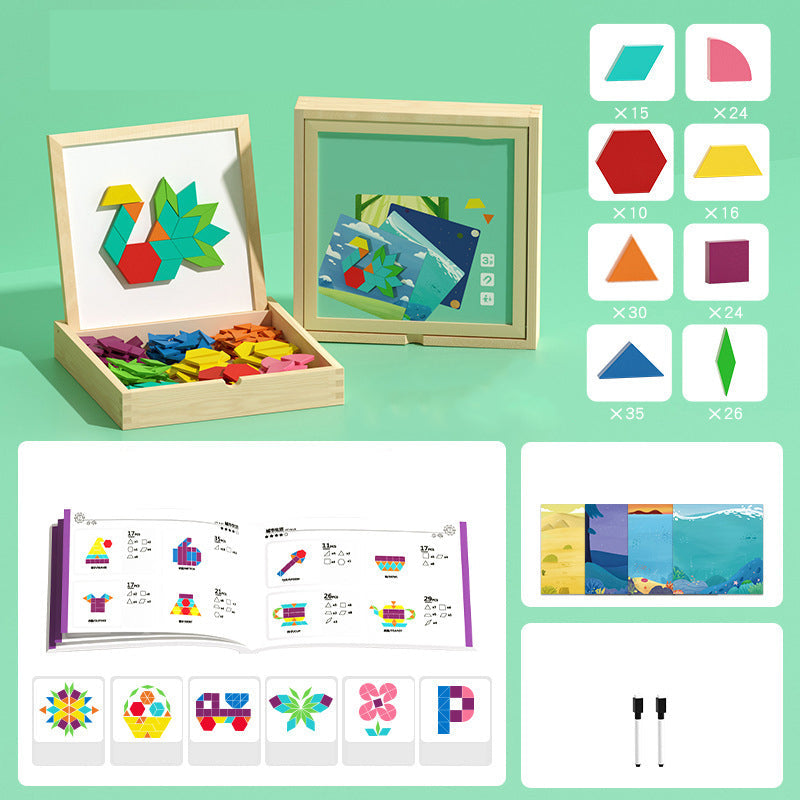 🎁Vroege kerstuitverkoop 49% KORTING🔥Houten magnetische patroonblokkenpuzzel set🧩