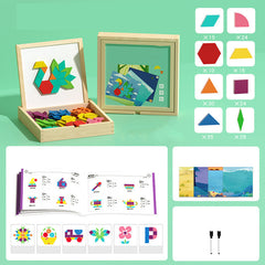 🎁Vroege kerstuitverkoop 49% KORTING🔥Houten magnetische patroonblokkenpuzzel set🧩