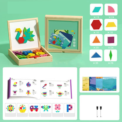 🎁Vroege kerstuitverkoop 49% KORTING🔥Houten magnetische patroonblokkenpuzzel set🧩
