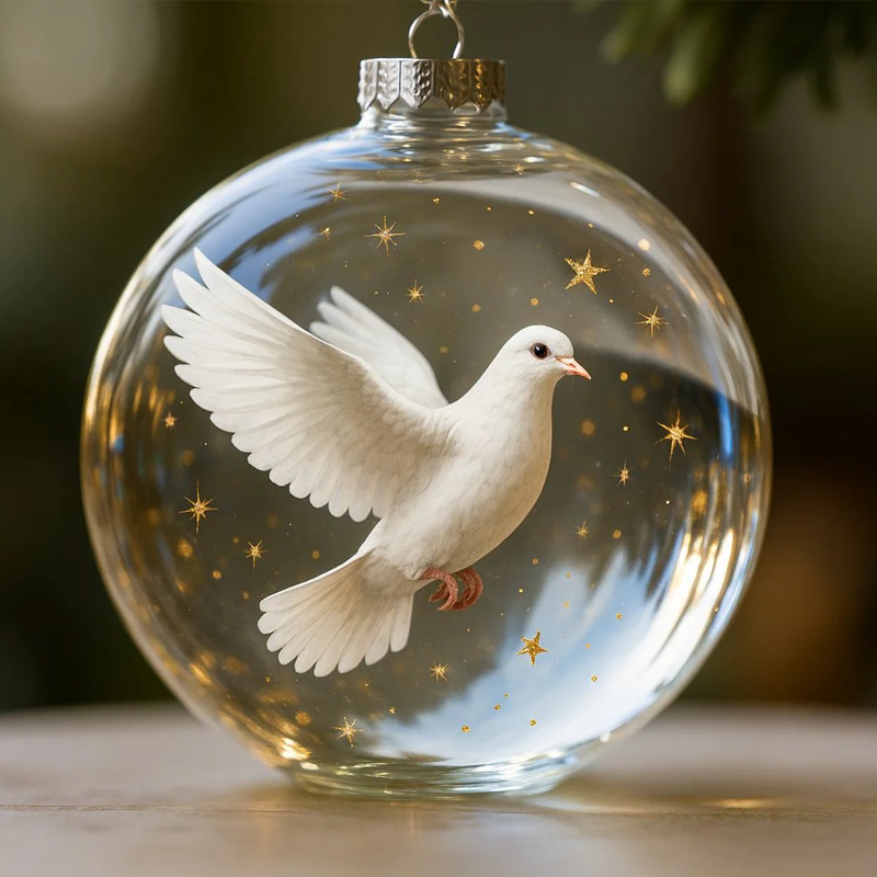 Nature's Vogel Ornament in Glaslook Bolvorm