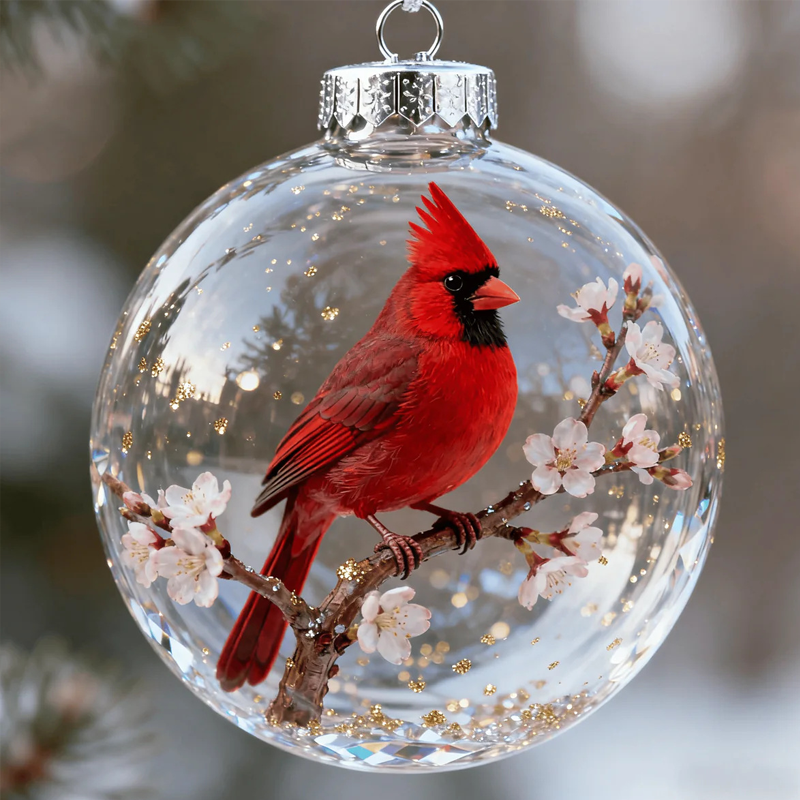 Nature's Vogel Ornament in Glaslook Bolvorm