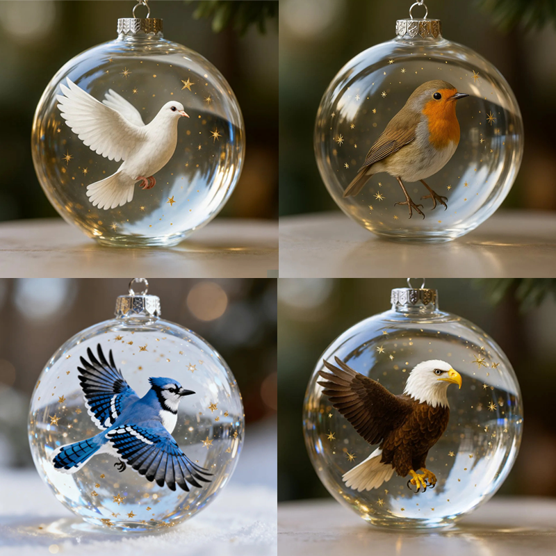 Nature's Vogel Ornament in Glaslook Bolvorm