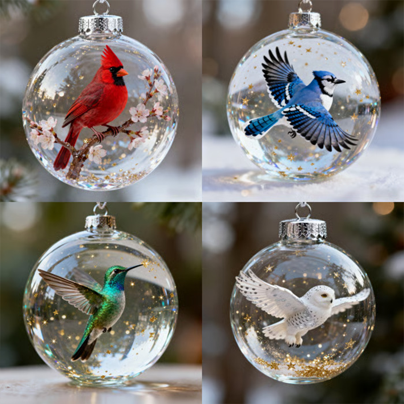 Nature's Vogel Ornament in Glaslook Bolvorm
