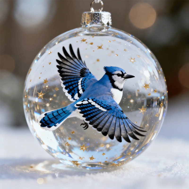 Nature's Vogel Ornament in Glaslook Bolvorm