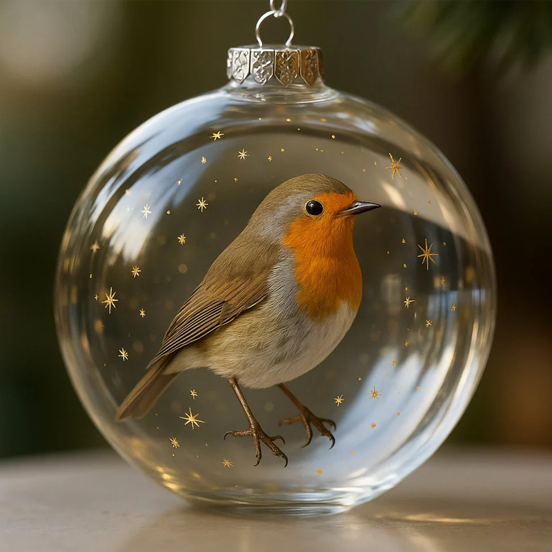 Nature's Vogel Ornament in Glaslook Bolvorm