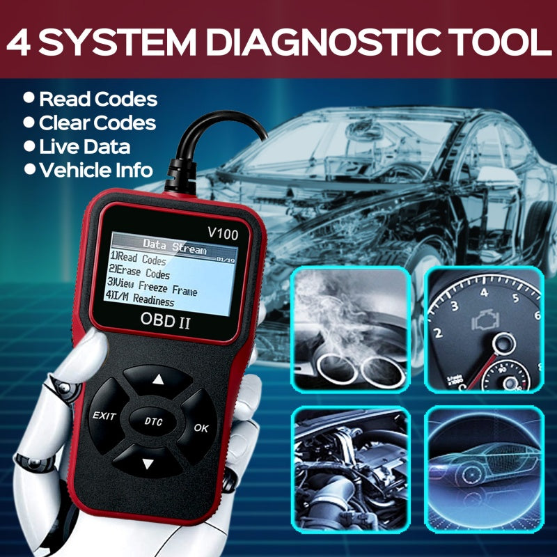 🎉Nieuwjaars Cadeau 50% KORTING!🔧Multifunctionele OBD II Motor Foutcodelezer - Snel Fouten Lezen/Wissen & Realtime Bewaking: Compatibel Met Meeste Benzinevoertuigen (Na 1996!)