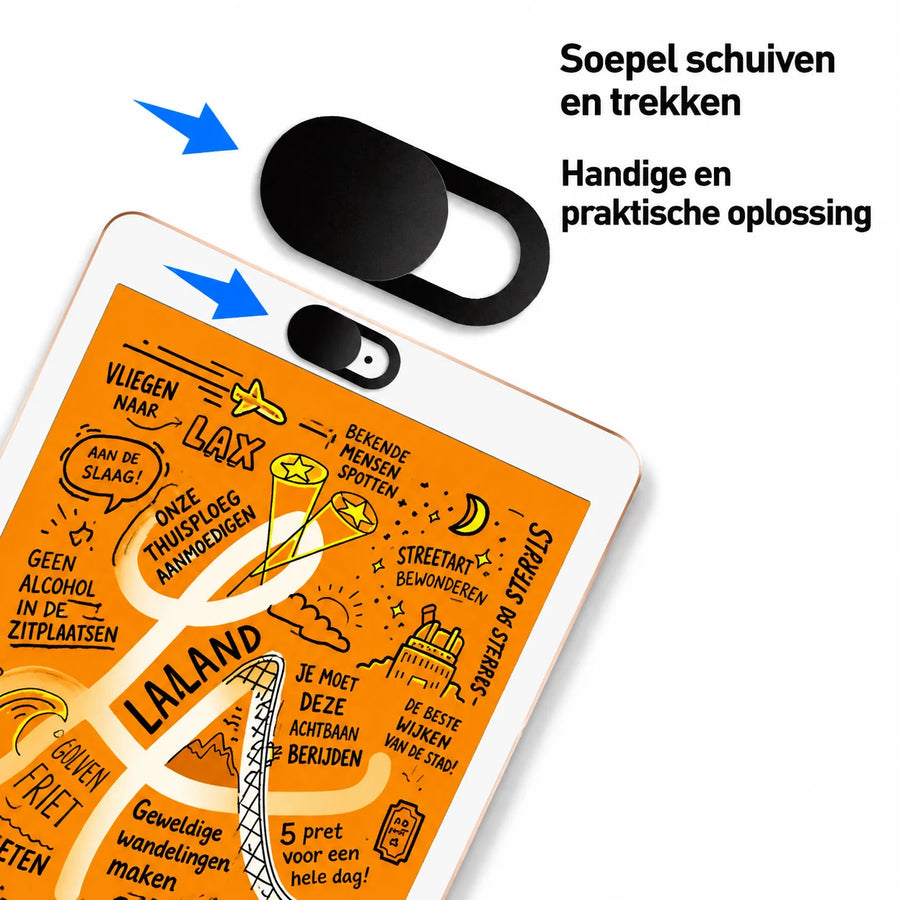 Ultradunne webcamcovers met schuifje – 50 stuks