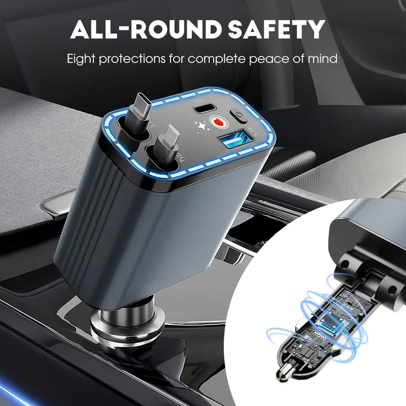 ✨Supersnelle 4-in-1 Autolader 90W – met Oprolbare Kabels & Sfeervolle Sterrenhemel 🚗🌌