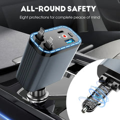 ✨Supersnelle 4-in-1 Autolader 90W – met Oprolbare Kabels & Sfeervolle Sterrenhemel 🚗🌌
