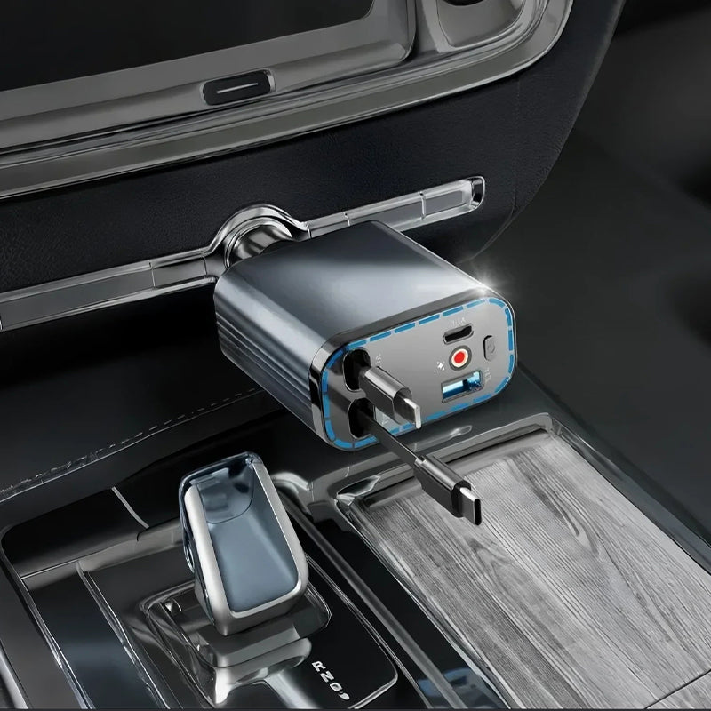 ✨Supersnelle 4-in-1 Autolader 90W – met Oprolbare Kabels & Sfeervolle Sterrenhemel 🚗🌌